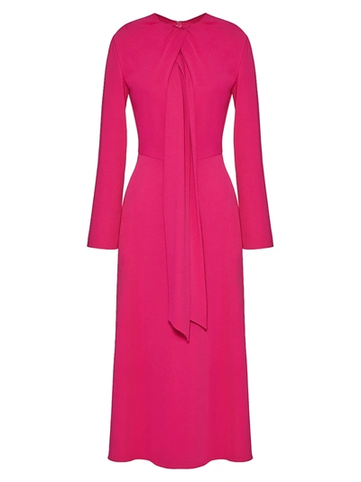 Shop Valentino Women's Scarf Crepe Midi Dress In Shocking Pink