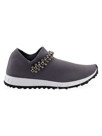 Shop Jimmy Choo Women's Verona Crystal Knit Sneakers In Dusk Grey
