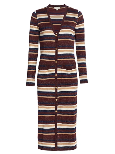 Shop L Agence Women's Lurex Striped Cardigan In Brown Multi