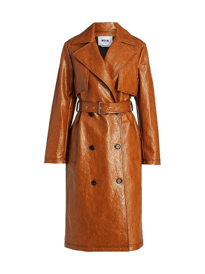Shop Msgm Women's Honey Faux Leather Trench Coat