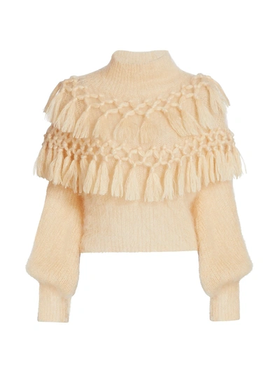 Shop Zimmermann Women's Ladybeetle Tassel Sweater In Cream