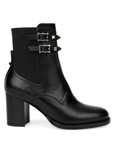 Shop Valentino Women's Rockstud Chelsea Boots In Nero