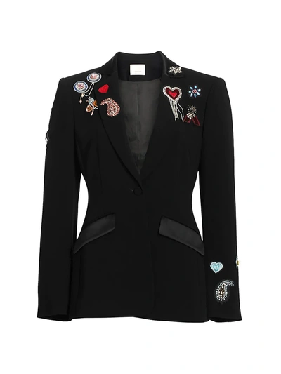 Shop Cinq À Sept Love Cheyenne Embroidered Blazer In Black Multi