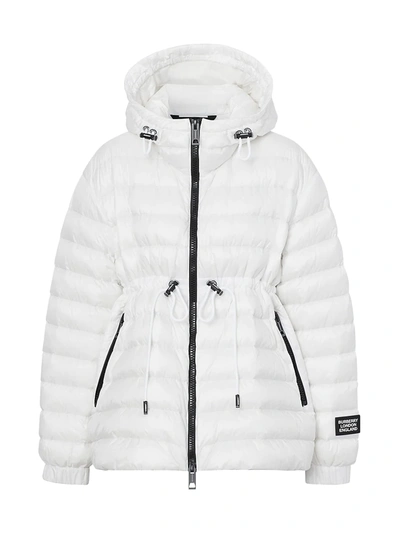 Shop Burberry Women's Staithes Quilted Down Jacket In White