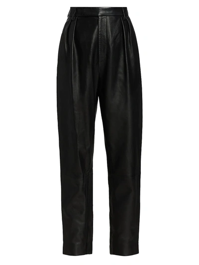 Shop Khaite Women's Magdeline Leather High-rise Pants In Black