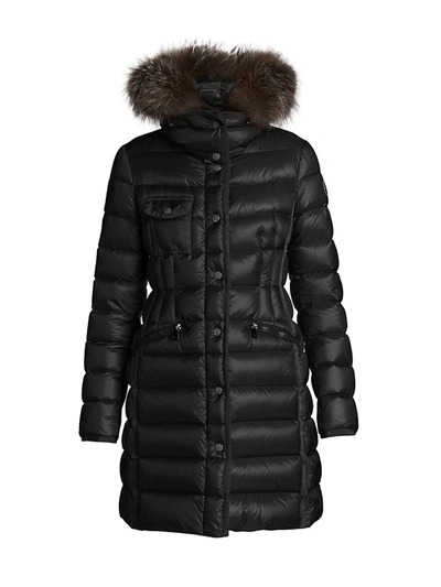 Shop Moncler Women's Hermifur Fox Fur-trim Quilted Down Parka In Black