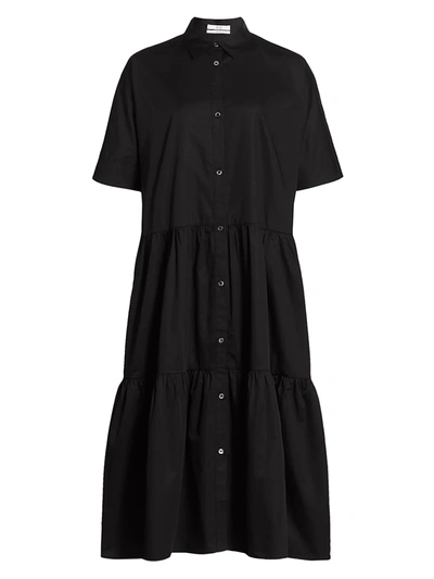 Shop Co Women's Tiered Tton Poplin Shirtdress In Black