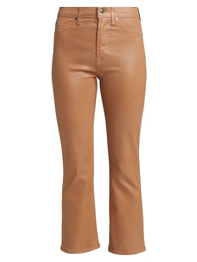 Shop 7 For All Mankind Penny Coated High-rise Slim Kick Jeans In Coated Penny