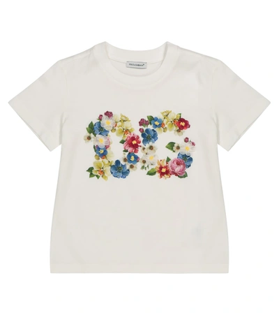 Shop Dolce & Gabbana Embellished Cotton-jersey T-shirt In White