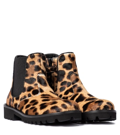 Shop Dolce & Gabbana Leopard-print Calf-hair Ankle Boots In Brown