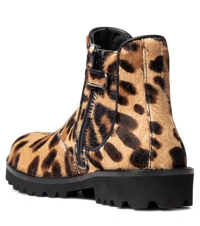 Shop Dolce & Gabbana Leopard-print Calf-hair Ankle Boots In Brown