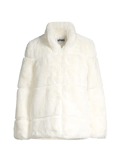 Shop Apparis Women's Sarah Tiered Faux Fur Short Coat In Ivory