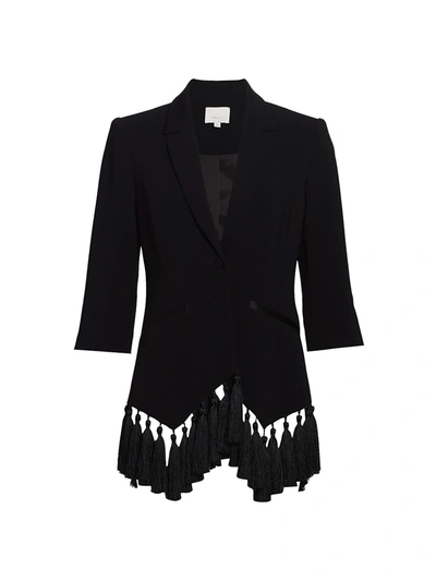 Shop Cinq À Sept Women's Violetta Fringe Blazer In Black