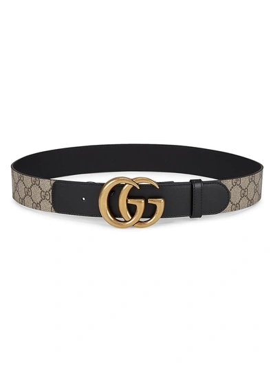 Shop Gucci Women's Gg Belt With Double G Buckle In Black