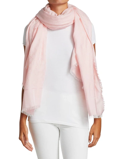 Shop Gucci Women's Gg Wool & Cotton-blend Jacquard Stole In Rose