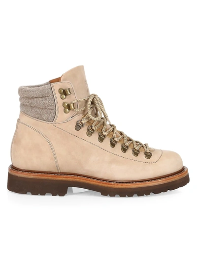 Shop Brunello Cucinelli Men's Nabuck Leather Hiking Boots In Tan