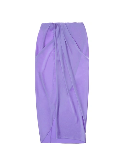 Shop Helmut Lang Women's Draped Silk Skirt In Volactic Purple
