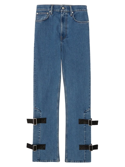 Shop Helmut Lang Women's High-rise Strap Detail Bootleg Jeans In Hi Contrast