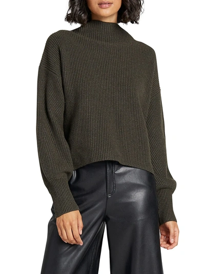 Shop A.l.c Helena Ribbed Wool & Cashmere-blend Mockneck Sweater In Dusty Olive