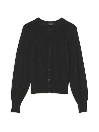 Shop Theory Women's Puff-sleeve Cardigan In Black