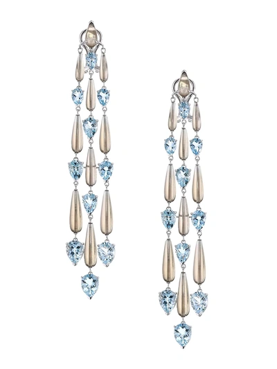 Shop Etho Maria Women's Waterfall 18k White Gold & Aquamarine Chandelier Earrings