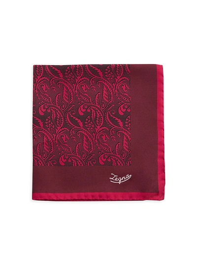 Shop Ermenegildo Zegna Paisley Silk Pocket Square In Red