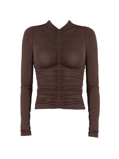 Shop A.l.c Ansel Ruched Long-sleeve Top In Brown