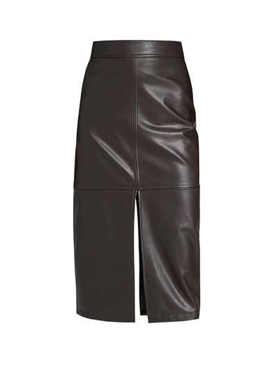 Shop A.l.c Moss Faux-leather Pencil Skirt In Carob