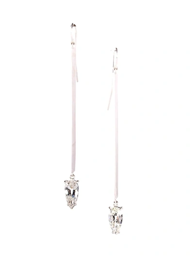 Shop Sylva & Cie Women's Stick 18k White Gold & Diamond Linear Drop Earrings