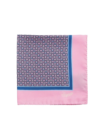 Shop Ermenegildo Zegna Neat Silk Pocket Square In Pink