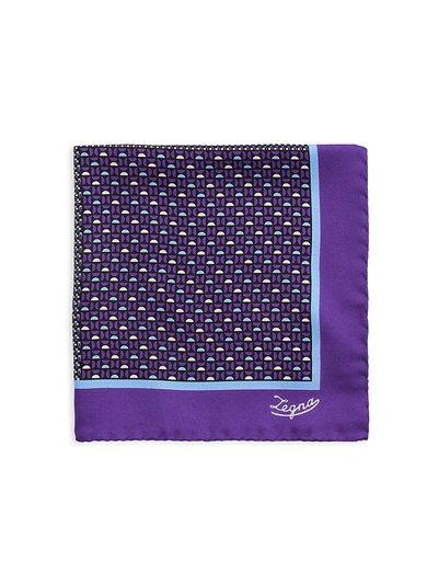 Shop Ermenegildo Zegna Neat Silk Pocket Square In Purple