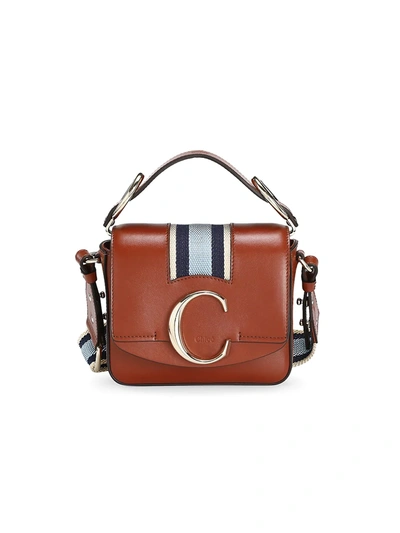 Shop Chloé C Leather Crossbody Bag In Sepia Brown