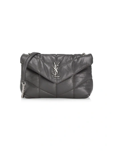 Shop Saint Laurent Women's Mini Loulou Puffer Leather Crossbody Bag In Storm