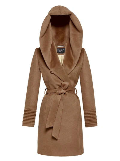 Shop Sentaler Women's Mid-length Hooded Wrap Coat In Dark Camel