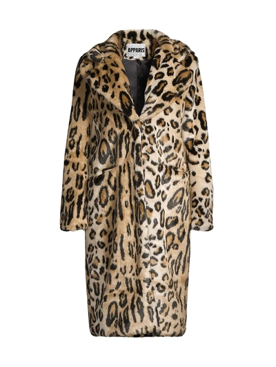 Shop Apparis Karlie Leopard-print Longline Faux-fur Coat