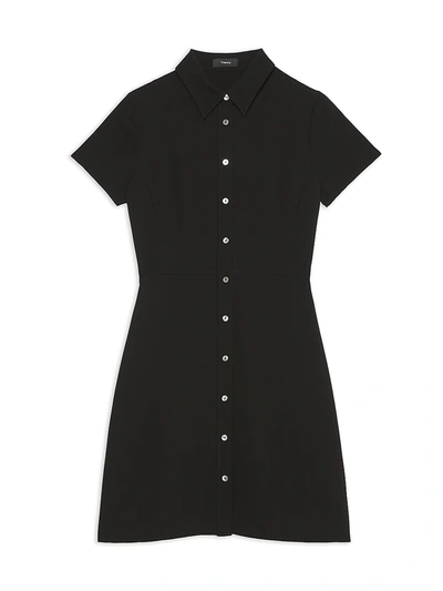 Shop Theory Classic Mini Shirtdress In Black