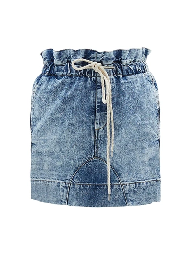 Shop Bassike Paperbag Waist Denim Mini Skirt In Denim Montley