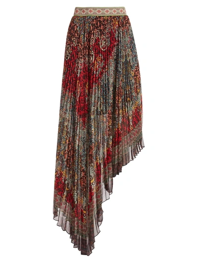 Shop Alice And Olivia Aida Asymmetrical Pleated Skirt In Always Forever Multi