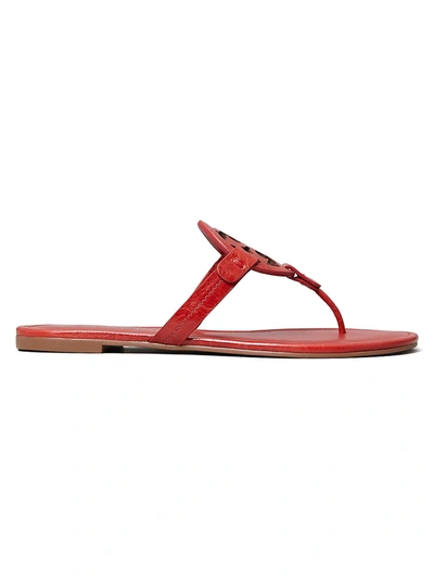 Shop Tory Burch Women's Miller Leather Thong Sandals In Poinsettia