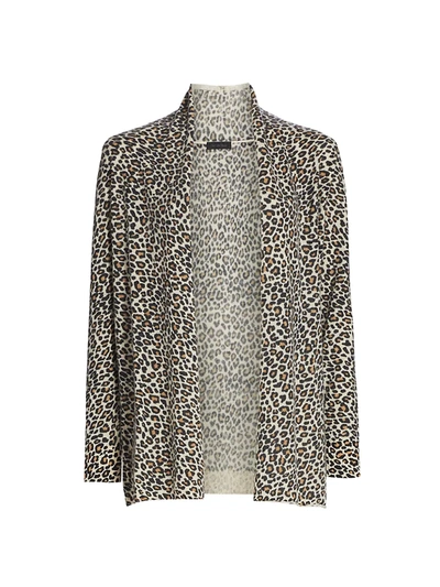 Shop Saks Fifth Avenue Collection Animal-print Cashmere Cardigan In Animal Combo