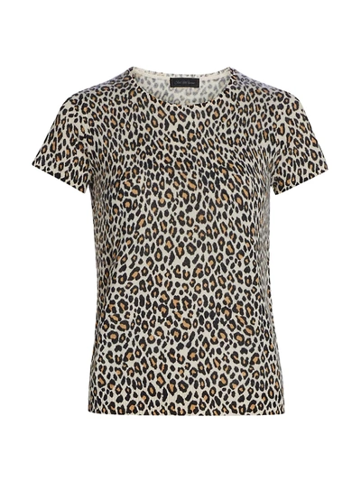 Shop Saks Fifth Avenue Collection Animal-print Cashmere Short-sleeve Top In Animal Combo