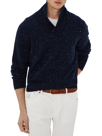Shop Brunello Cucinelli Donegal Cashmere & Wool Sweater In Navy