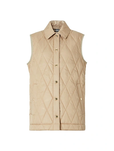 Shop Burberry Women's Cropthorne Quilted Vest In New Chino