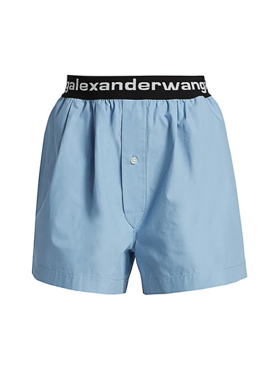 Shop Alexander Wang T Women's Pull-on Pleated Shorts In Slate Blue