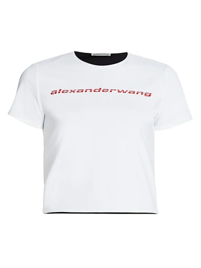 Shop Alexander Wang T Reversible Shrunken T-shirt In White Black