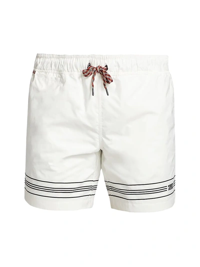 Shop Burberry Martin Striped Drawstring Shorts In White
