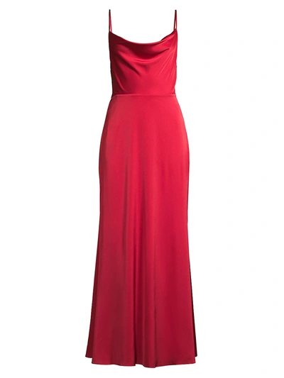 Shop Fame And Partners The Robbie Satin Gown In Cherry Red