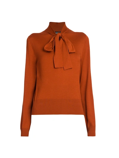 Shop Dolce & Gabbana Wool Knit Tieneck Sweater In Orange