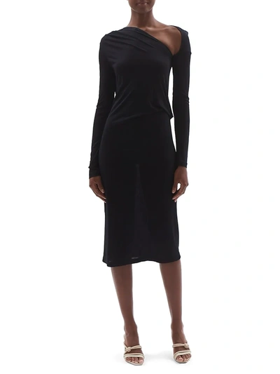 Shop Helmut Lang Long-sleeve Jersey Sheath Dress In Black