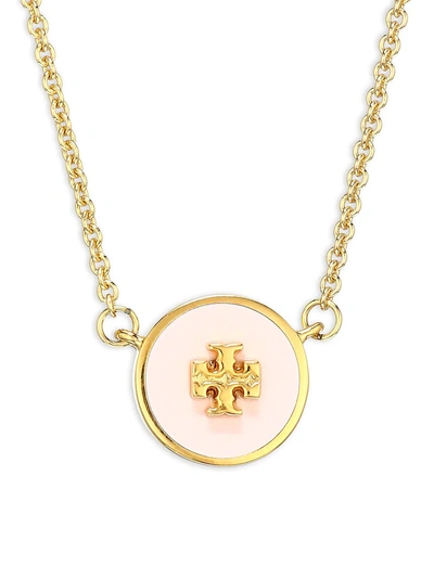 Shop Tory Burch Women's Goldtone Logo Enamel Circle Pendant Necklace - Tory Gold